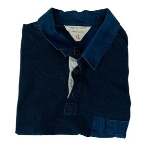 rag & bone Marbled Blue Short Sleeve Cotton Polyester Polo Shirt Mens Size XL